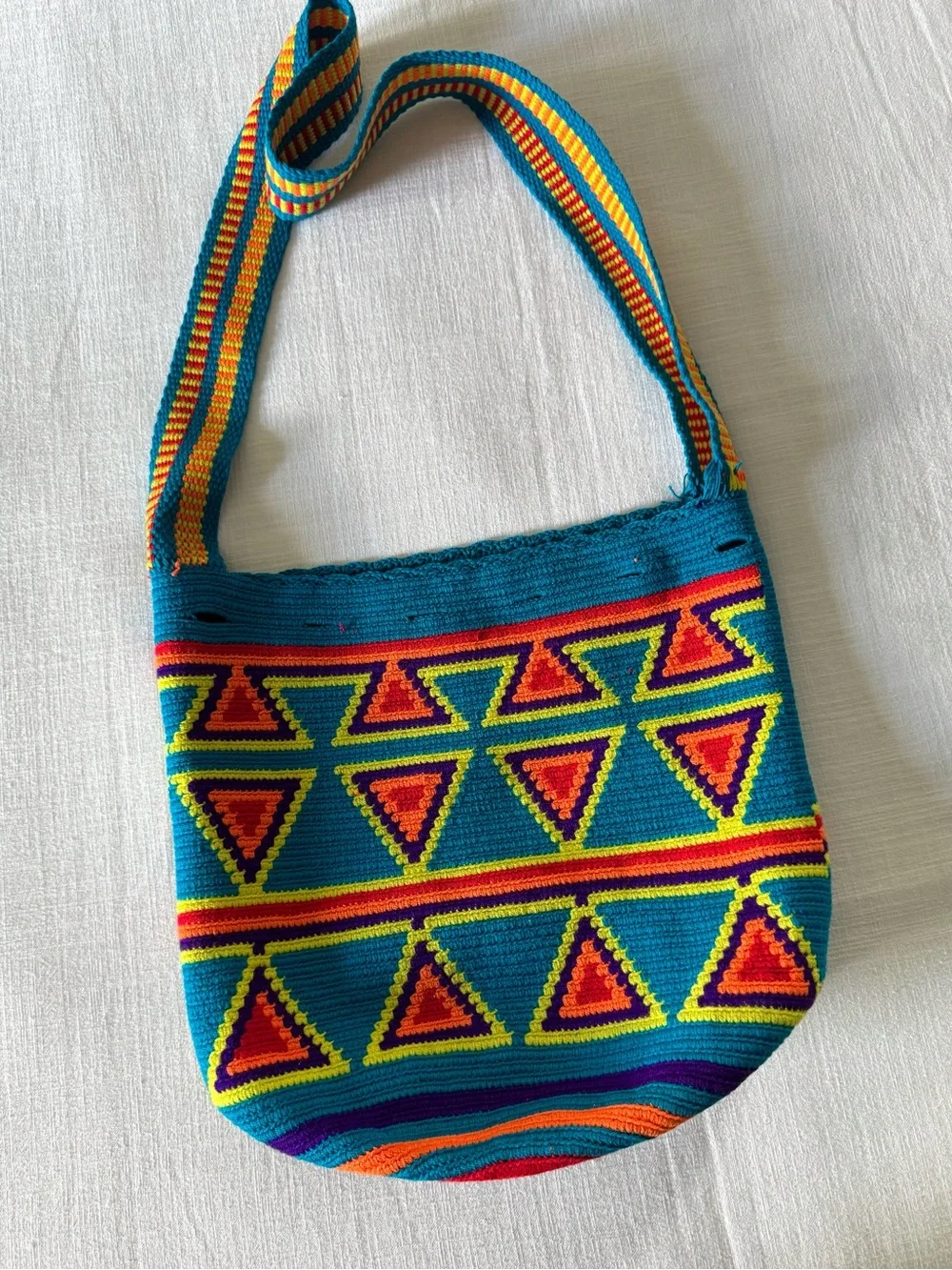 Crochet Tapestry Woven Crossbody Bucket Bag